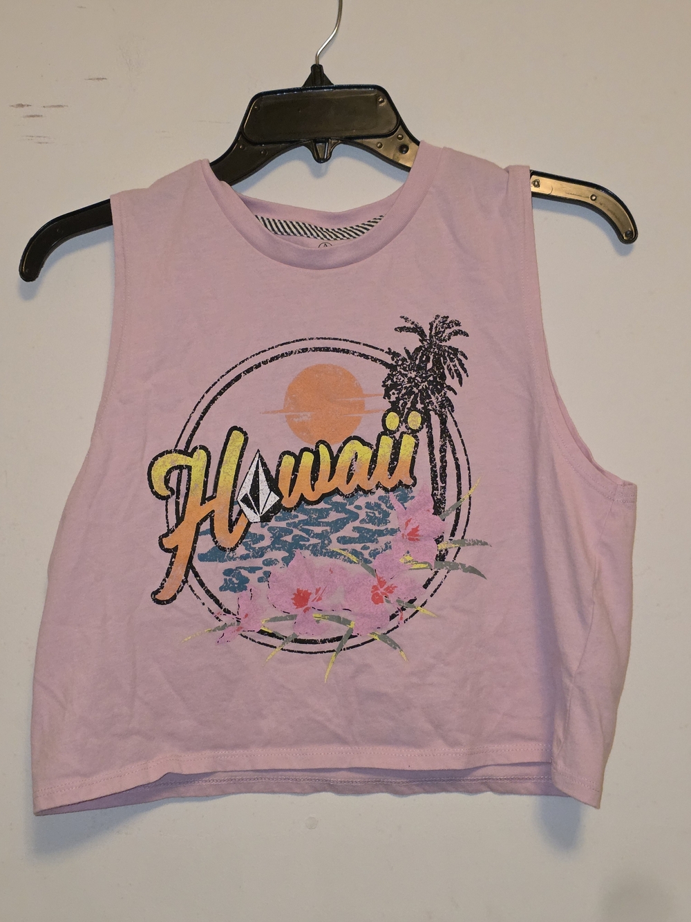 Volcom Pink Hawaii Graphic Crop Tank